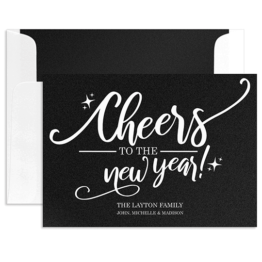 Cheers to the New Year Flat Shimmer Holiday Cards